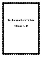 Tác hại của thiếu và thừa vitamin A, D docx
