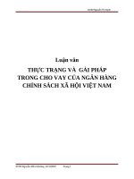 Luận văn THỰC TRẠNG VÀ GẢI PHÁP TRONG CHO VAY CỦA NGÂN HÀNG CHÍNH SÁCH XÃ HỘI VIỆT NAM doc