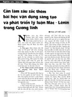 Báo cáo khoa học:Cần làm sâu sắc thêm bài học vận dụng sáng tạo và phát triển lý luận Mác Lênin pptx