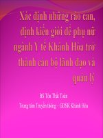 Xác định những rào cản, định kiến giới để phụ nữ ngành Y tế Khánh Hòa trở thành cán bộ lãnh đạo và quản lý ppt