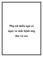 Phụ nữ thiếu ngủ có nguy cơ mắc bệnh ung thư vú cao docx