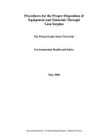 Procedures for the Proper Disposition of Equipment and Materials Through Lion Surplus pot