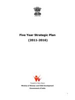 Five Year Strategic Plan (2011-2016) - Towards a New Dawn Ministry of Women and Child Development Government of India potx
