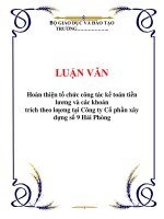 LUẬN VĂN: Hoàn thiện tổ chức công tác kế toán tiền lương và các khoản trích theo lƣơng tại Công ty Cổ phần xây dựng số 9 Hải Phòng doc