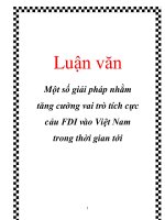 Luận văn: Một số giải pháp nhằm tăng cường vai trò tích cực của FDI vào Việt Nam trong thời gian tới pot