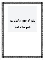 Trẻ nhiễm HIV dễ mắc bệnh viêm phổi ppt