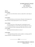 Tổng hợp các đề chọn học sinh giỏi lớp 8 môn sinh học tham khảo đáp án