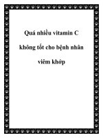 Quá nhiều vitamin C không tốt cho bệnh nhân viêm khớp potx