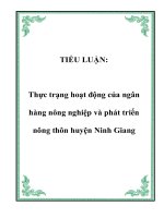 thực trạng hoạt động của ngân hàng nông nghiệp và phát triển nông thôn huyện ninh giang