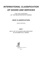 INTERNATIONAL CLASSIFICATION OF GOODS AND SERVICES FOR THE PURPOSES OF THE REGISTRATION OF MARKS (NICE CLASSIFICATION) doc