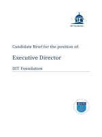 Candidate Brief for the position of: Executive Director DIT Foundation pot