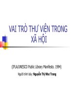 Vai trò của thư viện trong xã hội ppt