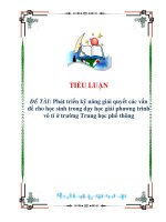 tiểu luận: Phát triển kỹ năng giải quyết các vấn đề cho học sinh trong dạy học giải phương trình vô tỉ ở trường Trung học phổ thông doc