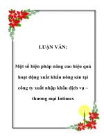 LUẬN VĂN: Một số biện pháp nâng cao hiệu quả hoạt động xuất khẩu nông sản tại công ty xuất nhập khẩu dịch vụ – thương mại Intimex ppt