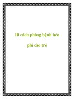 10 cách phòng bệnh béo phì cho trẻ pptx