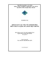khảo sát các yếu tố ảnh hưởng đến sữa bắp tiệt trùng