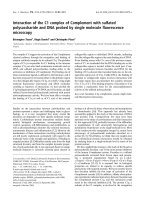 Báo cáo khoa học: Interaction of the C1 complex of Complement with sulfated polysaccharide and DNA probed by single molecule ﬂuorescence microscopy pdf