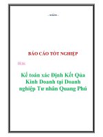 luận văn kế toán xác định kết qủa kinh doanh tại doanh nghiệp tư nhân quang phú