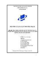 tiểu luận hoạt động nhượng quyền thương mại, ưu nhược điểm nhượng quyền thương mại và các tình huống tranh chấp phổ biến