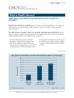 What is Health Literacy? Health literacy is the ability to read, understand, and act on health care information. pdf