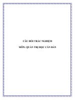 CÂU HỎI TRẮC NGHIỆM MÔN: QUẢN TRỊ HỌC CĂN BẢN ppt