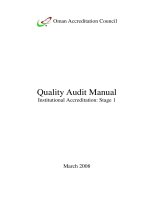 Quality Audit Manual Institutional Accreditation: Stage 1 pptx