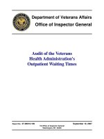 Audit of the Veterans Health Administration''''s Outpatient Waiting Times pot