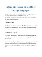 Không nên cho con bú sau khi cơ thể vận động mạnh doc