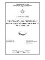 LUẬN VĂN TỐT NGHIỆP THỰC TRẠNG VÀ GIẢI PHÁP CHO HOẠT ĐỘNG MARKETING TẠI DOANH NGHIỆP TƯ NHÂN ĐĂNG LAN docx