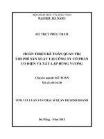 Luận văn: Hoàn thiện kế toán quản trị chi phí sản xuất tại công ty cổ phần cơ điện và xây lắp Hùng Vương ppt