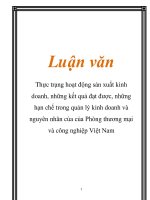 Luận văn: Thực trạng hoạt động sản xuất kinh doanh, những kết quả đạt được, những hạn chế trong quản lý kinh doanh và nguyên nhân của của Phòng thương mại và công nghiệp Việt Nam doc