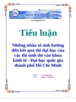 tiểu luận những nhân tố ảnh hưởng đến kết quả thi đại học của các thí sinh thi vào khoa kinh tế - đại học quốc gia thành phố hồ chí minh