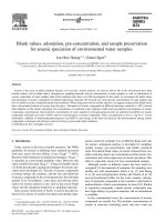 Blank values, adsorption, pre concentration, and sample preservation for arsenic speciation of environme