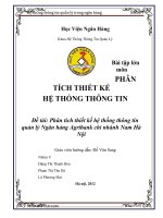 đề tài phân tích thiết kế hệ thống thông tin quản lý ngân hàng agribank chi nhánh nam hà nội