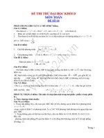 ĐỀ THI THỬ ĐẠI HỌC KHỐI D MÔN TOÁN ĐỀ SỐ 14 pptx