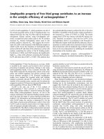 Báo cáo Y học: Amphipathic property of free thiol group contributes to an increase in the catalytic efﬁciency of carboxypeptidase Y pot