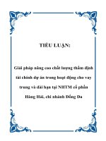 TIỂU LUẬN: Giải pháp nâng cao chất lượng thẩm định tài chính dự án trong hoạt động cho vay trung và dài hạn tại NHTM cổ phần Hàng Hải, chi nhánh Đống Đa doc