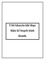 5 lời khuyên khi thực hiện kế hoạch kinh doanh ppt