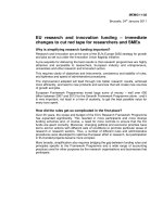 EU research and innovation funding – immediate changes to cut red tape for researchers and SMEs ppt