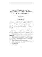 TALENT AGENTS, PERSONAL MANAGERS, AND THEIR CONFLICTS IN THE NEW HOLLYWOOD docx