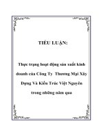 thực trạng hoạt động sản xuất kinh doanh của công ty thương mại xây dựng và kiến trúc việt nguyên trong những năm qua