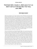 Tình hình thiếu vitamin A, thiếu máu ở trẻ em dưới 5 tuổi tại 6 tỉnh đại diện Việt Nam, năm 2006 potx