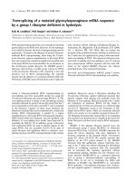 Báo cáo khoa học: Trans-splicing of a mutated glycosylasparaginase mRNA sequence by a group I ribozyme deﬁcient in hydrolysis pptx