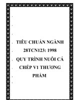 TIÊU CHUẨN NGÀNH 28TCN123: 1998 QUY TRÌNH NUÔI CÁ CHÉP V1 THƯƠNG PHẨM potx
