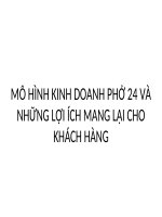MÔ HÌNH KINH DOANH PHỞ 24 VÀ NHỮNG LỢI ÍCH MANG LẠI CHO KHÁCH HÀNG docx