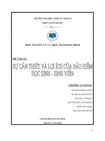 SỰ CẦN THIẾT VÀ LỢI ÍCH CỦA BẢO HIỂM  HỌC SINH - SINH VIÊN