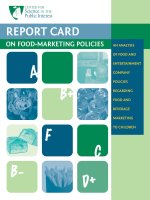 RepoRt CaRd on Food-MaRketing poliCies - A- an analysis oF Food and enteRtainMent CoMpany poliCies RegaRding Food and BeveRage MaRketing to ChildRen doc