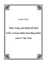 LUẬN VĂN: Thực trạng, giải pháp để phát triển và hoàn thiện hoạt động kiểm toán ở Việt Nam pdf