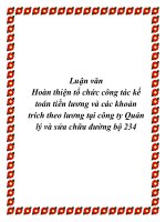 luận văn hoàn thiện tổ chức công tác kế toán tiền lương và các khoản trích theo lương tại công ty quản lý và sửa chữa đường bộ 234