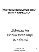 EQUAL OPPORTUNITIES IN OPEN AND DIVERSIFIED SYSTEMS OF HIGHER EDUCATION doc